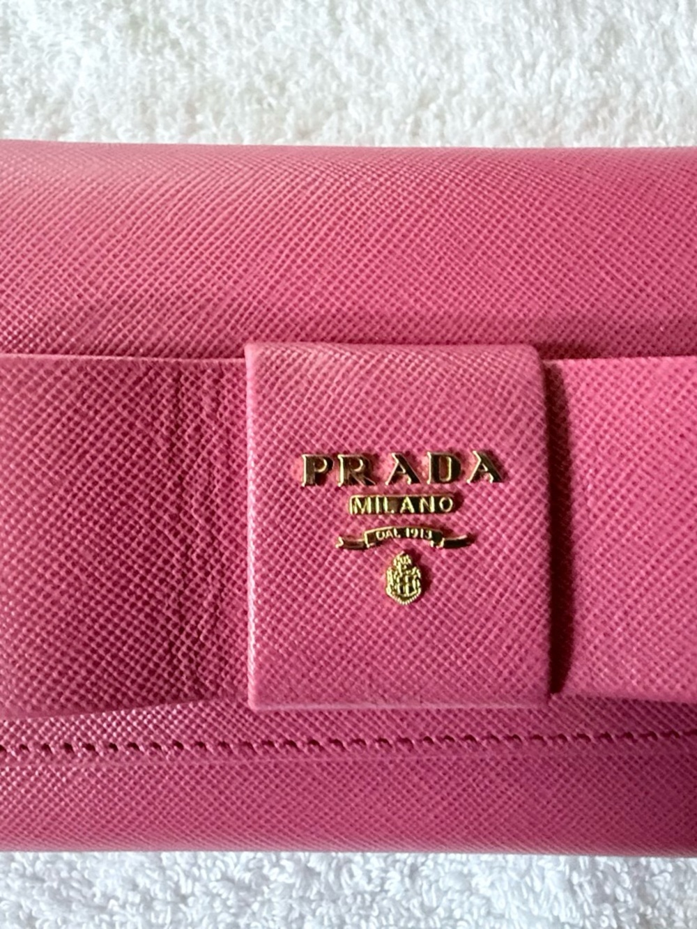 Prada Rose Pink Saffiano Bow Crossbody Wallet / Crossbody - Picture 4 of 16